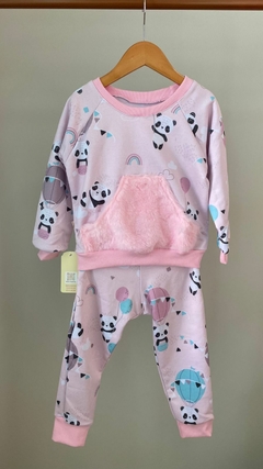 CONJUNTO INFANTIL MOLETOM PANDA - ROSA - comprar online