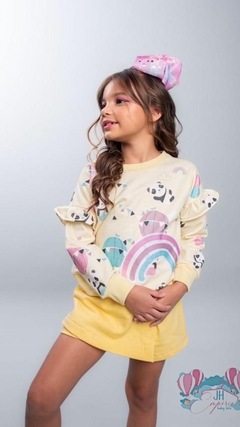 JAQUETA INFANTIL MOLETOM PANDA - AMARELA