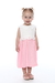 Vestido Infantil Bordado a Mão Off white e Rosa