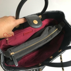 BOLSA SHOPPER CHEVRON PRETA ITALIANA - comprar online