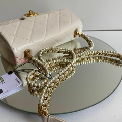 BOLSA ALÇA COM PÉROLA OFF WHITE ITALIANA