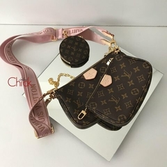 BOLSA MULTI POCHETTE ITALIANA COM ALÇA ROSA