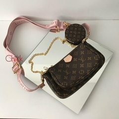 BOLSA MULTI POCHETTE ITALIANA COM ALÇA ROSA - comprar online