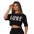 Camiseta Feminina Cropped Love Zebra Manga Média Oversized - comprar online