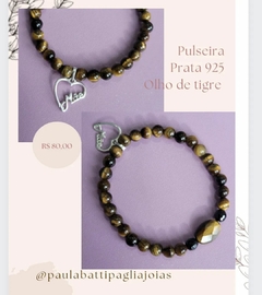 Pulseira Prata 925 Olho de Tigre