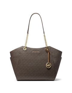 Bolsa Tote Jet Set Log Grande Marrom Monogramada - Michael Kors