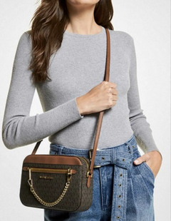 Bolsa Michael Kors Crossbody - Transversal Jet Set Média Marrom Com Logo Mk - loja online