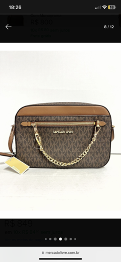 Bolsa Michael Kors Crossbody - Transversal Jet Set Média Marrom Com Logo Mk - Jamilly Imports