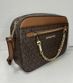 Imagem do Bolsa Michael Kors Crossbody - Transversal Jet Set Média Marrom Com Logo Mk