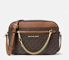 Bolsa Michael Kors Crossbody - Transversal Jet Set Média Marrom Com Logo Mk