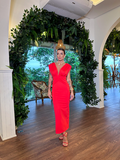 Vestido Gabi Midi Vermelho - Anna Torquato - Salto do Alto