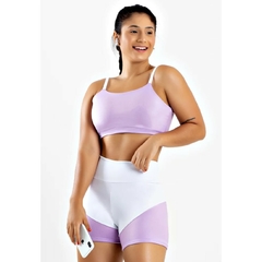 Conjunto Feminino Fitness Cropped Sustentação + Short Legging Roxo