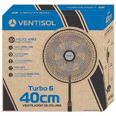 VENTILADOR DE COLUNA VENTISOL TURBO 6 40CM COM 6 PÁS, 3 VELOCIDADES E ALTURA AJUSTÁVEL PRETO - Hamil móveis