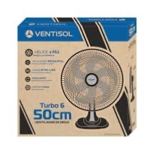 VENTILADOR DE COLUNA VENTISOL TURBO 6 50CM COM 6 PÁS, 3 VELOCIDADES E ALTURA AJUSTÁVEL PRETO