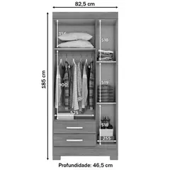 GUARDA ROUPA SOLTEIRO BE16-130 CASTANHO BRIZ MÓVEIS - comprar online