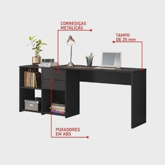 MESA DE ESCRITÓRIO EM L 2 GAVETAS 3 NICHOS OFFICE NT 2060 NOTÁVEL MÓVEIS - comprar online