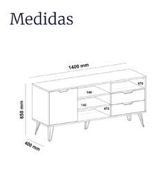 Rack Bancada para TV até 55 com 1 Porta e 2 Gaveta