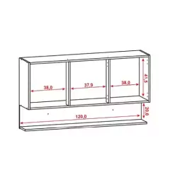 Armário Aéreo 3 Portas Nicho 120 cm Cinza Gris Freijó Line Kits Paraná na internet