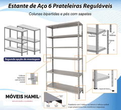 PRATELEIRA ESTANTE AÇO MULTI-USO 30CM 6 PRATELEIRAS CINZA - comprar online