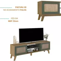 RACK PARA TV ATÉ 75 POLEGADAS CHARLOTTE 2 PORTAS COR CARVALHO/MENTA - Hamil móveis