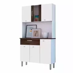 ARMÁRIO COZINHA PAN 6 PORTAS 1 GAVETA BRANCO WHITE COM PETRÓLEO - KITS PARANÁ - loja online