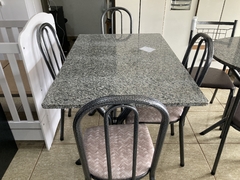 MESA ANGELICA 1,10 C/4 CADEIRAS JASMIM PRETO PRATA ASSENTO: TRANÇADO BEGE