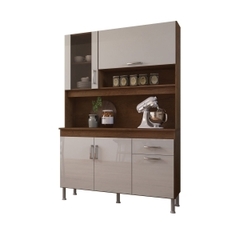 ARMÁRIO DE COZINHA LUCIA 120CM 5 PORTAS 1 GAVETA NOCE/OFF WHITE INDÉKES - Hamil móveis