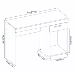 ESCRIVANINHA OFFICE N°2070-127 108CM 1 GAVETA NOTÁVEL MÓVEIS COR BRANCO/NEW - comprar online