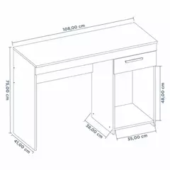 ESCRIVANINHA OFFICE N°2070-173 108CM 1 GAVETA NOTÁVEL MÓVEIS COR PRETO/TX - Hamil móveis