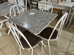 MESA C/4 CADEIRAS 70x70 CONJUNTO VERA CADEIRA BEGÔNIA PRATA / PRATA ASSENTO: CAFÉ - comprar online