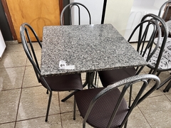 MESA C/4 CADEIRAS 70x70 CONJUNTO VERA CADEIRA BEGÔNIA PT/ PRATA ASSENTO: CAFE - loja online