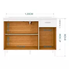 Imagem do BALCÃO P/PIA 120 CM 3 PORTAS 1 GAVETA 434.79 CHOCOLATE OFF WHITE – POQUEMA