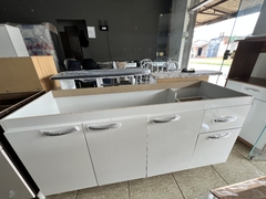 BALCÃO GABINETE P/ PIA 160CM SEM PIA INDÉKES FIDELITÁ COM 4 PORTAS 1 GAVETA BRANCO/BRANCO - Hamil móveis