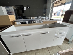 BALCÃO GABINETE P/ PIA 160CM SEM PIA INDÉKES FIDELITÁ COM 4 PORTAS 1 GAVETA BRANCO/BRANCO