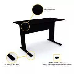 MESA P/ ESCRITÓRIO 121X61 PANDIN MAXXI - PRETO MX120 na internet