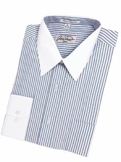 Camisa Rayas Puño y Cuello Blanco - comprar en línea
