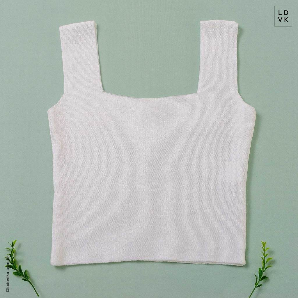 Square Neck Sleeveless Top White