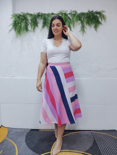 Conjunto saia evasê e maxi cropped Cristina - Beatitude Modas | Moda evangelica | vestido modesto | moda modesta | crista | moda executiva