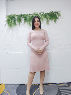 Vestido midi ombro a ombro em tricot Laura