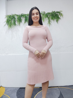 Vestido midi ombro a ombro em tricot Laura na internet