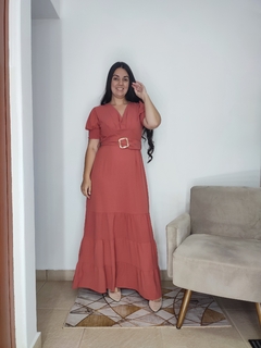 Vestido longo em alfaiataria Carol