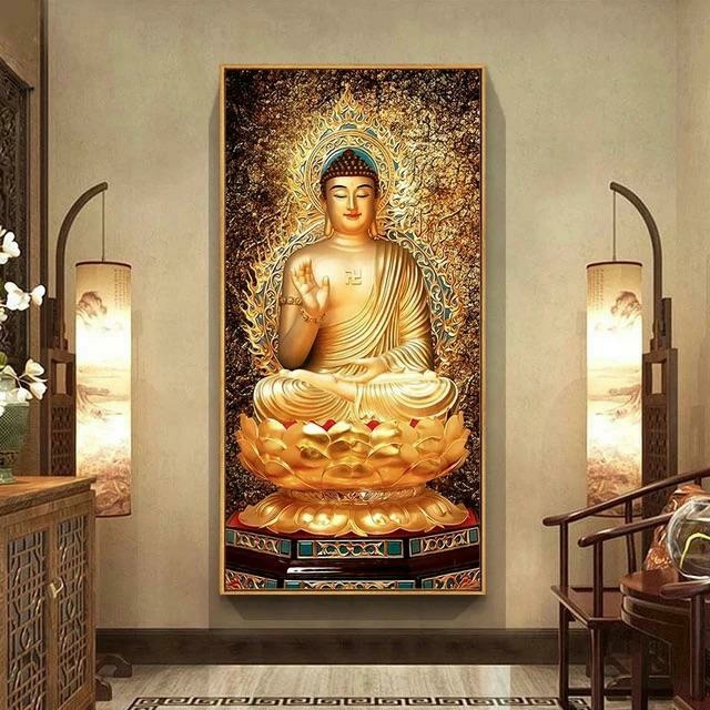 Quadro Decorativo Buda Fundo Amarelo