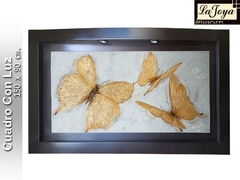 Cuadro Decorativo Mariposas Doradas con Textura W-056
