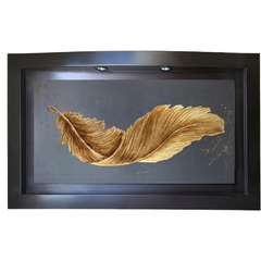 Cuadro Decorativo Pluma Dorada W-093