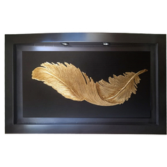 Cuadro Decorativo Pluma Dorada W-096