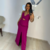 Vestido Longo Fenda Fucsia