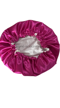 gorro satin fucsia marfil