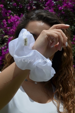 Scrunchie Organza Blanco