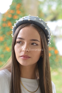 Diadema Perlas Gris