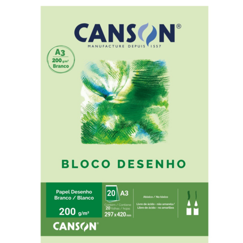 Bloco De Desenho A4 140g 20 Folhas Branca Canson - 1 Bloco Com 20 Folhas -  Jandaia